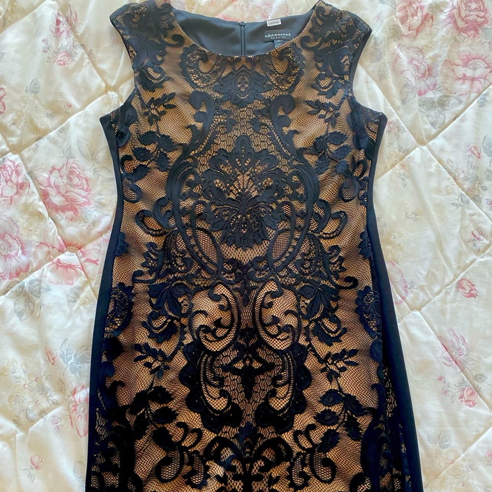 Black and beige lace dress
